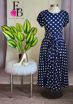 Cargar imagen en el visor de la galería, Navy Polka Maxi Dress
