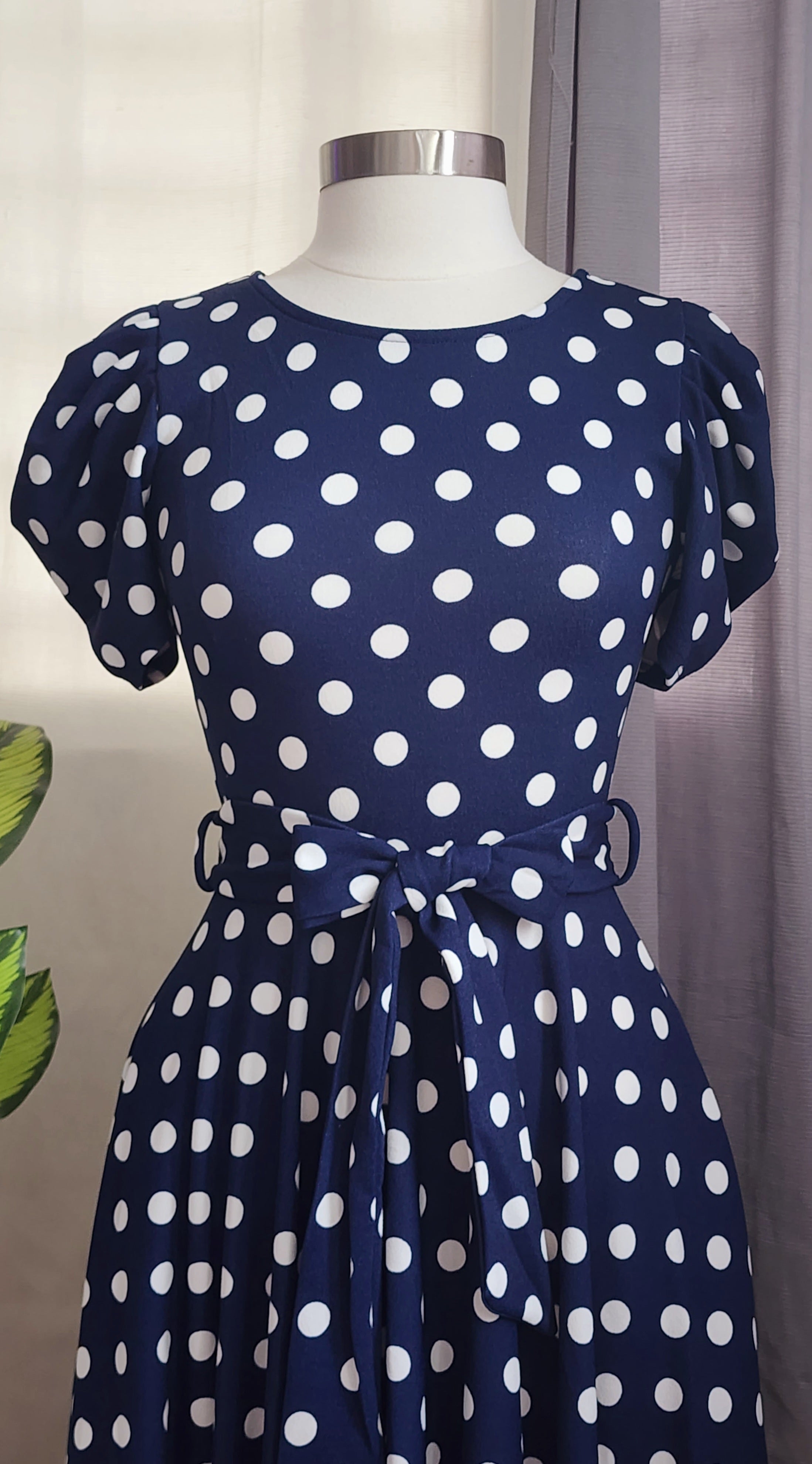 Navy Polka Maxi Dress