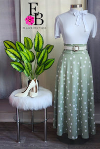 Green Polka Dot Maxi Skirt