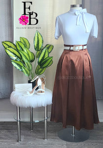 Brown Metallic Maxi Skirt