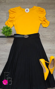 Camisa Mostaza Ruffle Sleeve