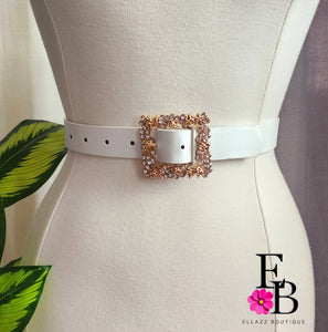 Rhinestone White Belt