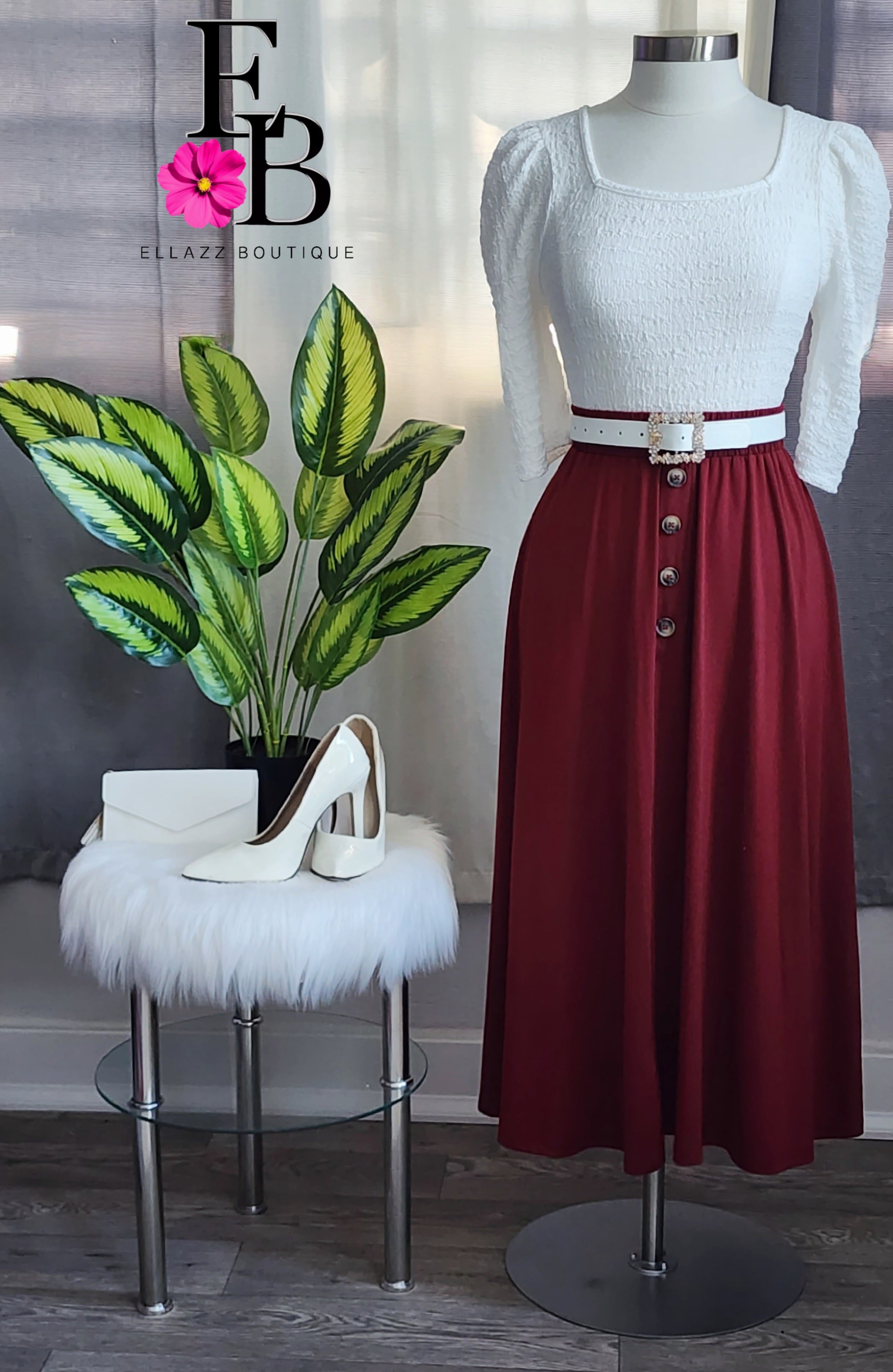 Burgundy Maxi Skirt