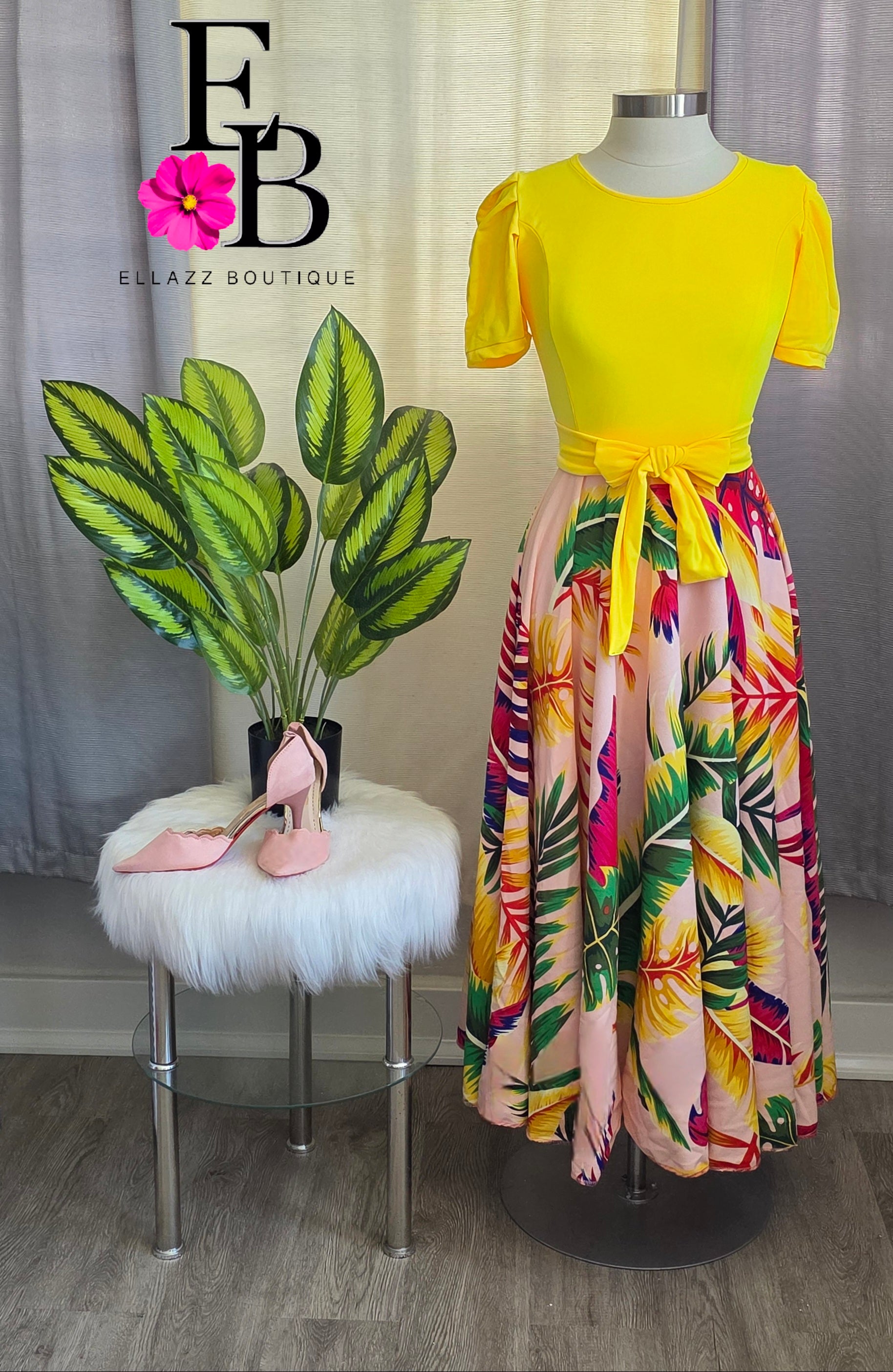Maxi Yellow Pink Dress