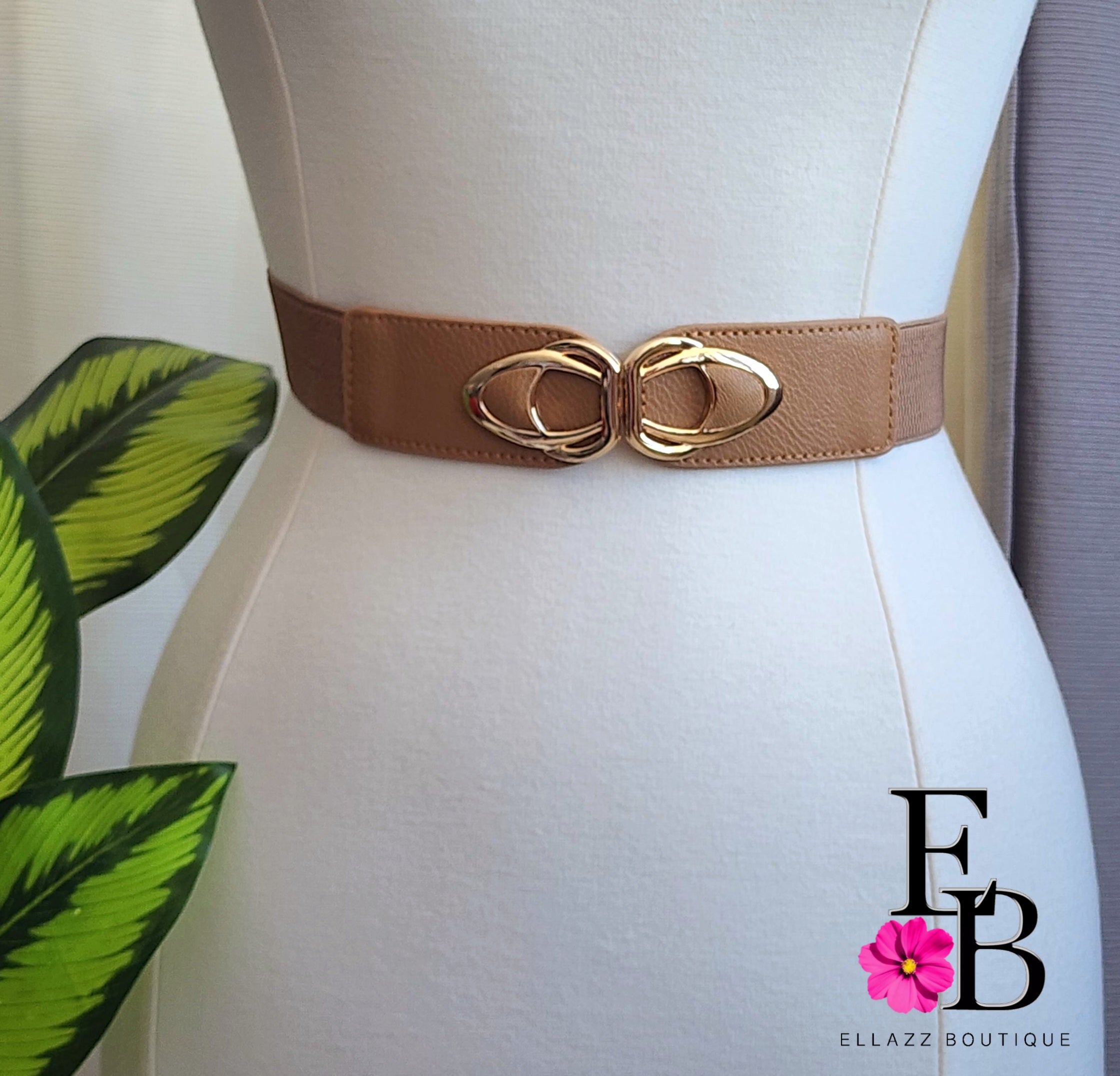 Brown Buckle Elastic Belt